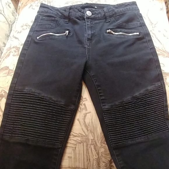 Harper Denim - Harper: skinny moto stretch brushed denim jeans 28